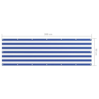 vidaXL Балконски параван, бяло и синьо, 90x300 см, оксфорд плат