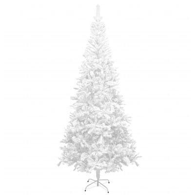 vidaXL Изкуствена осветена коледна елха с топки голяма 240 см бяла