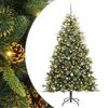 vidaXL Изкуствена коледна елха с хингед и шишарки 300 LED светодиода