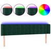 vidaXL LED горна табла за легло, тъмнозелена, 183x16x78/88 см, кадифе