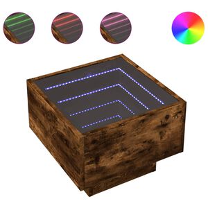vidaXL Нощна масичка с Infinity LED, опушен дъб, 40x40x30 см