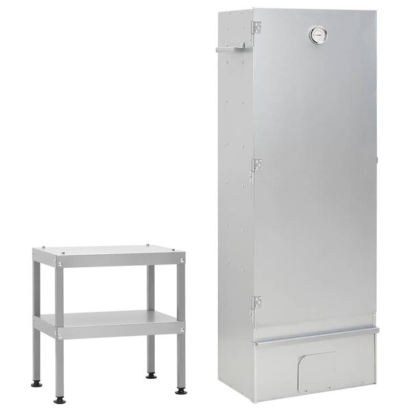 vidaXL Барбекю пещ опушвач с маса поцинкована стомана