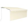 vidaXL Ръчно прибиращ се сенник с щора и LED, 3x2,5 м, кремав