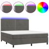 vidaXL Боксспринг легло с матрак и LED, тъмносиво, 160x200 см, кадифе