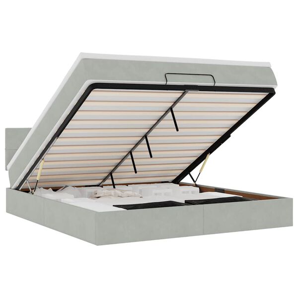 vidaXL Османска легло с матрак, светлосиво, 160x200 см, кадифе