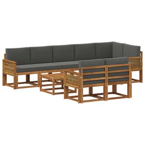 vidaXL Комплект дивани за открито 9 pcs Натурален и Антрацит Полиестер