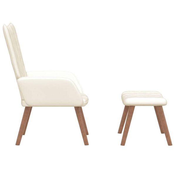 vidaXL Релакс стол с табуретка, кремавобял, кадифе