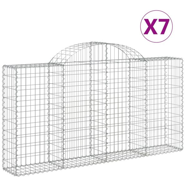 vidaXL Габионни кошници арка 7 бр 200x30x100/120 см поцинковано желязо