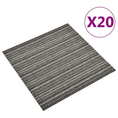 vidaXL Килимни плочки за под, 20 бр, 5 м², 50x50 см, антрацитни ивици