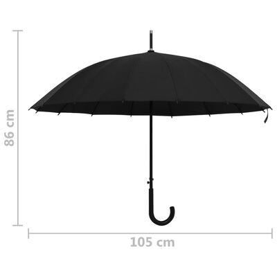 vidaXL Автоматичен чадър, черен, 105 см