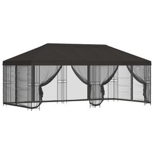 vidaXL Беседка със страници 6 x 3 m Антрацит Полиестер и стомана
