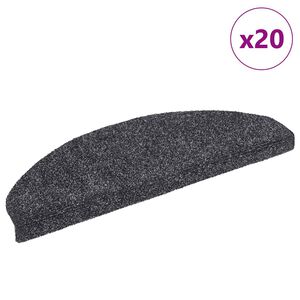 vidaXL Самозалепващи се постелки за стълби, 20 бр., 65x21x4 см, тъмносиви, полукръгли, големи