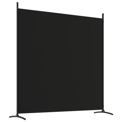 vidaXL Параван за стая, 3 панела, черен, 525x180 см, плат