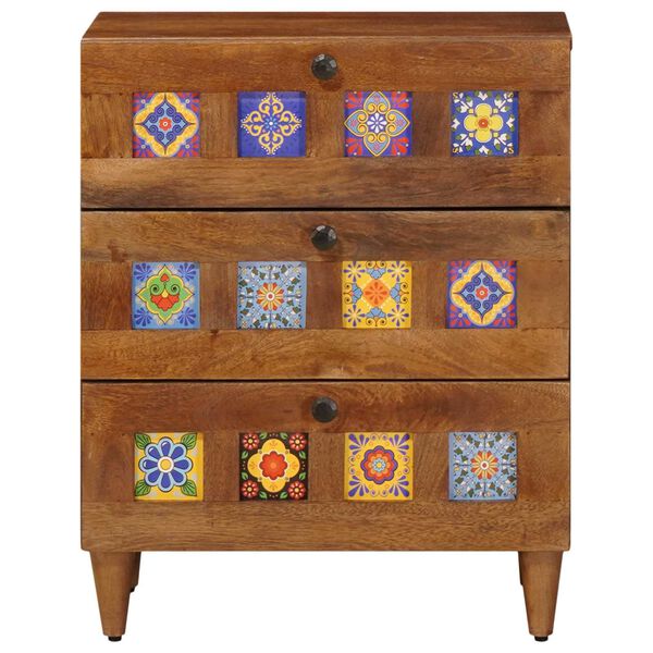 vidaXL Нощен шкаф Кафяво 50 x 33 x 62 см Солидно мангово дърво