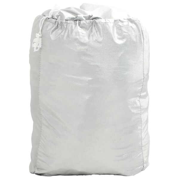 vidaXL Покривало за кола, за седан, с каишки, цяло, сребрист, L, PEVA