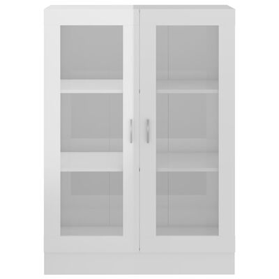 vidaXL Шкаф витрина, бял гланц, 82,5x30,5x115 см, ПДЧ