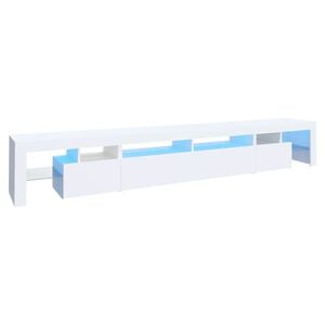 vidaXL ТВ шкаф с LED осветление, бял, 260x36,5x40 см