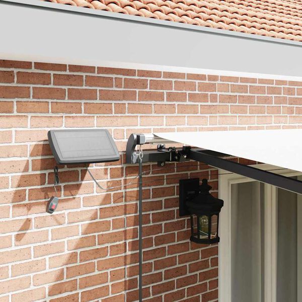 vidaXL Сгъваем навес С LED лентисти светлини Бяло 500 &times;350 cm текстил