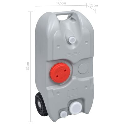 vidaXL Къмпинг умивалник за ръце с резервоар за вода на колела, сив