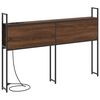 vidaXL Табла за легло за съхранение с зарядна станция Кафяв дъб 120 cm