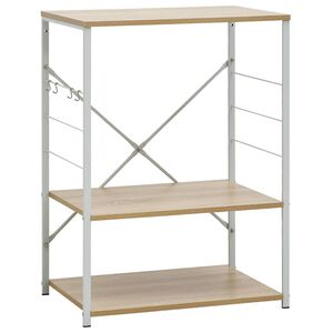vidaXL Шкаф за микровълнова бял и дъб 60x39,6x79,5 см инженерно дърво