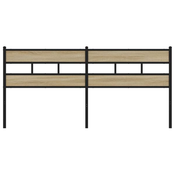 vidaXL Резервна табла за легло Sonoma Oak 193 cm Желязо и инженерна дървесина