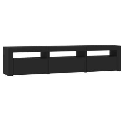 vidaXL ТВ шкаф с LED осветление, черен, 180x35x40 см