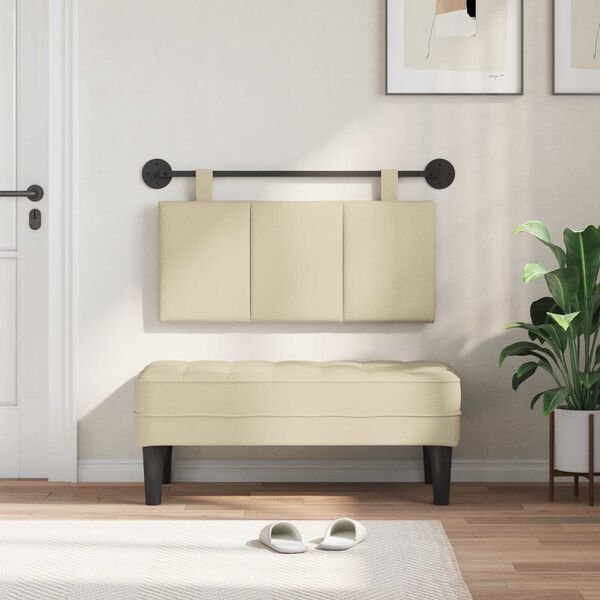 vidaXL Висяща табла Монтиране на стена Крем 100 x 55 x 5 см текстил