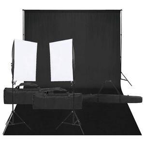 vidaXL Фотографски комплект за студио с комплект лампи и фон