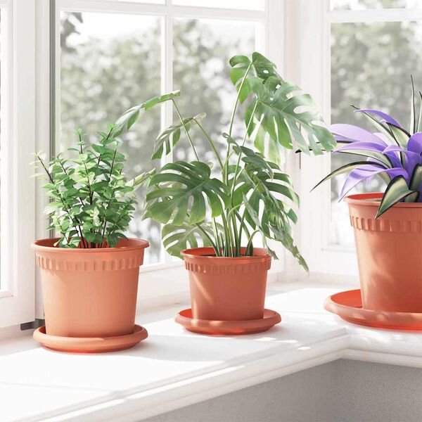 vidaXL Кръгла саксия за цветя 24 pcs Червено тухла &Oslash; 12,5 x 10 см