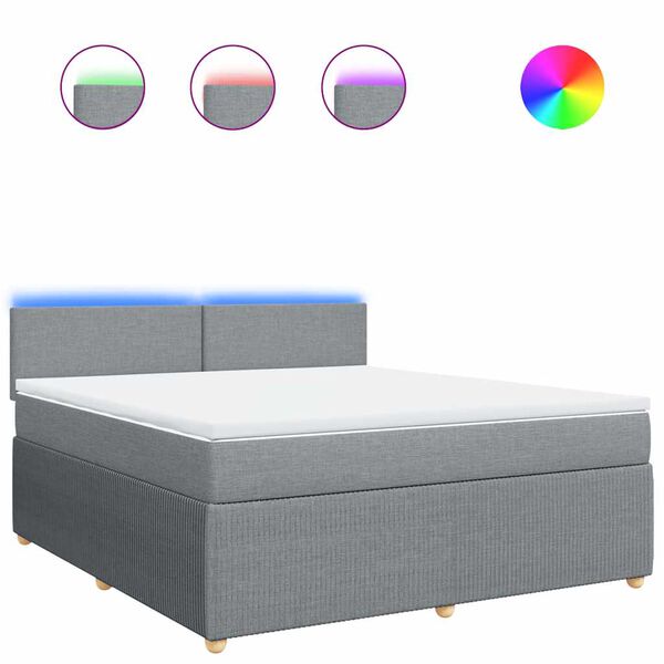 vidaXL Боксспринг легло с матрак, светлосиво, 180x200 см, плат