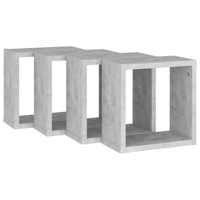 vidaXL Стенни кубични рафтове, 4 бр, бетонно сиви, 30x15x30 см