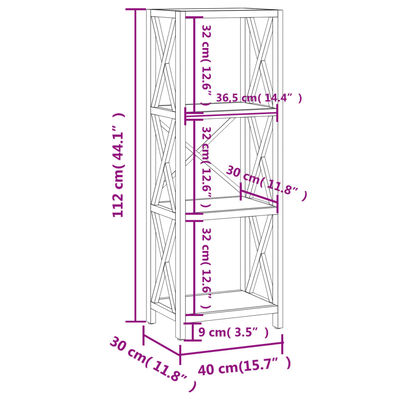 vidaXL Етажерка на 4 нива, 40x30x112 см, дъб масив