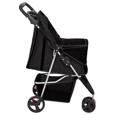 vidaXL Сгъваема количка за кучета, черна, 80x46x98 см, Оксфорд плат
