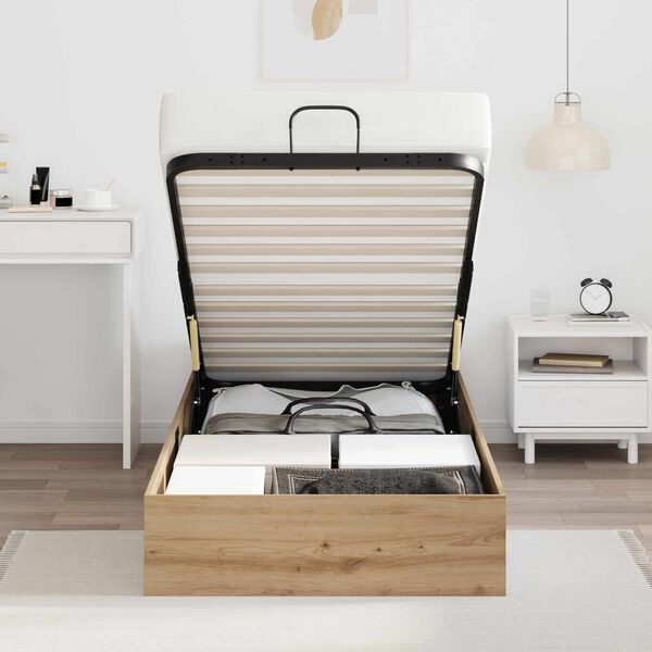 vidaXL Отоманско легло със съхранение Дъб 100 x 200 cm Инженерно дърво