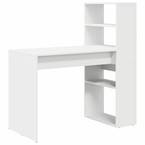 vidaXL Бюро Бяло Инженерна дървесина 113 x 54 x 120 см