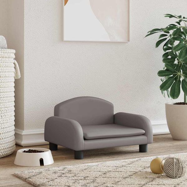 vidaXL Кучешко легло, сиво, 50x40x30 см, изкуствена кожа