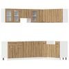 vidaXL Комплект кухненски шкафове, 11 части, "Lyon", дъбов рафт, инженерна дървесина