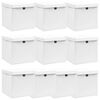vidaXL Кутии за съхранение с капаци 10 бр бели 32x32x32 см плат