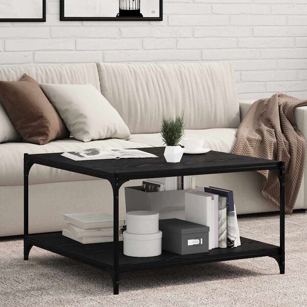 vidaXL Етажерка Борд 4 pcs Черно 80 x 40 x 1,5 cm Инженерно дърво