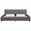 vidaXL Рамка за легло с LED, сива, изкуствена кожа, 180x200 cм