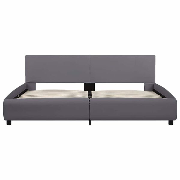 vidaXL Рамка за легло с LED, сива, изкуствена кожа, 180x200 cм