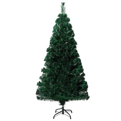 vidaXL Изкуствена коледна елха със стойка зелена 150 см оптично влакно