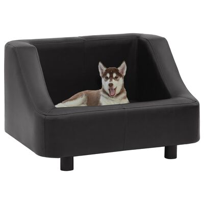 vidaXL Кучешки диван, черен, 67x52x40 см, изкуствена кожа