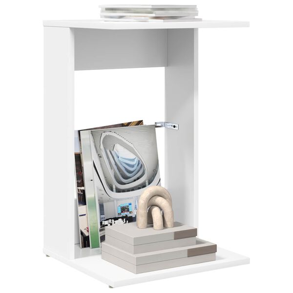 vidaXL Странична маса Бяло 40 x 38 x 62,5 см Инженерно дърво