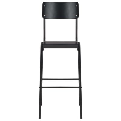 vidaXL Бар столове, 2 бр, черни, твърд шперплат, стомана