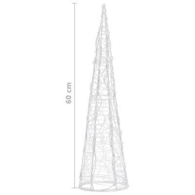 vidaXL Акрилна декоративна пирамида LED светещ конус топло бял 60 см