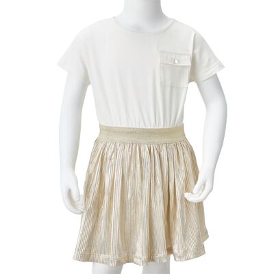 Детска рокля с къс ръкав, екрю, 92