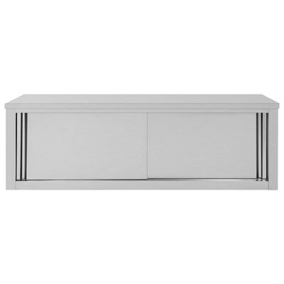 vidaXL Кухненски стенен шкаф с плъзгащи врати, 150x40x50 см, стомана