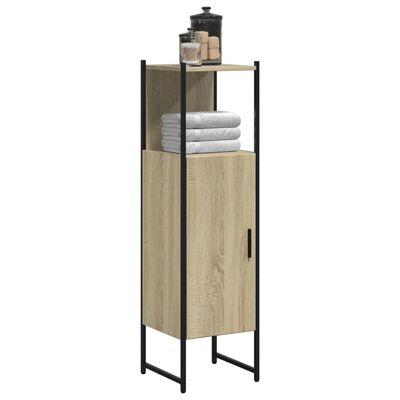 vidaXL Шкаф за баня, сонома дъб, 33x33x120,5 см, инженерно дърво